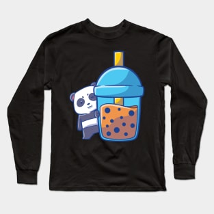 Kawaii Cute Anime Panda Otaku Japanese Bubble Boba Tea Gifts Long Sleeve T-Shirt